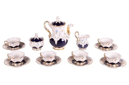 Lot A fine Meissen cobalt-ground rococo-revival...