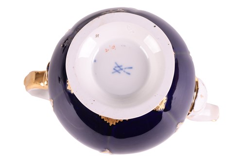 Lot A fine Meissen cobalt-ground rococo-revival...