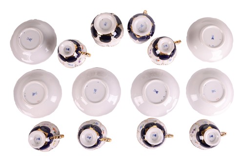 Lot A fine Meissen cobalt-ground rococo-revival...