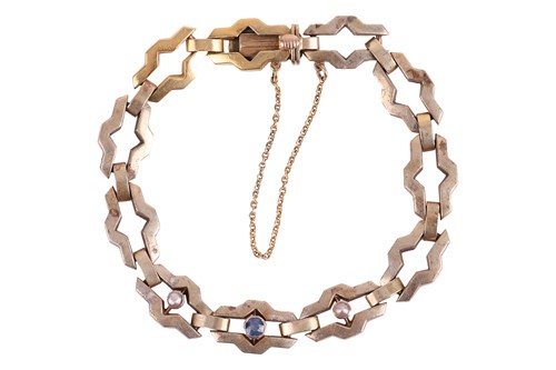 Lot 196 - A fancy link bracelet set with pearl and...