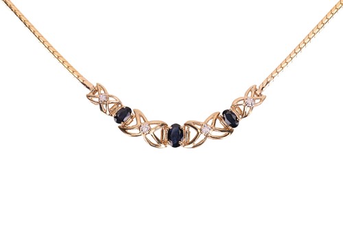 Lot 171 - A sapphire and diamond-set necklace, set with...