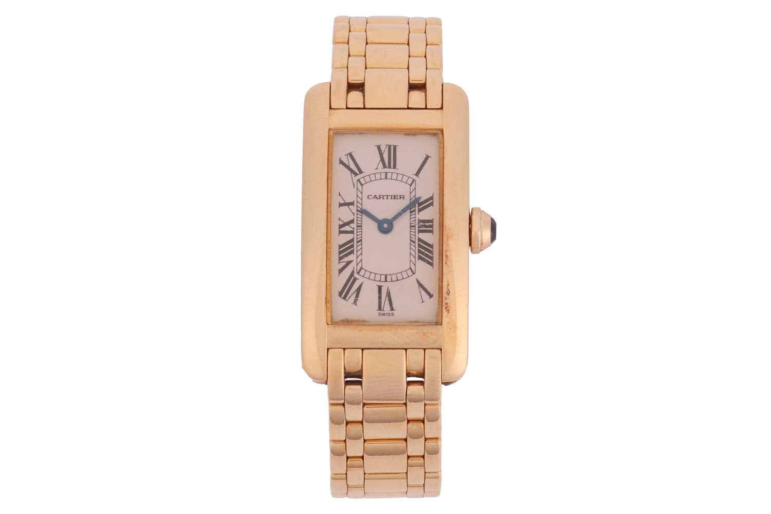 Lot 201 - Cartier – An ‘18K’ Tank Americaine Wristwatch...