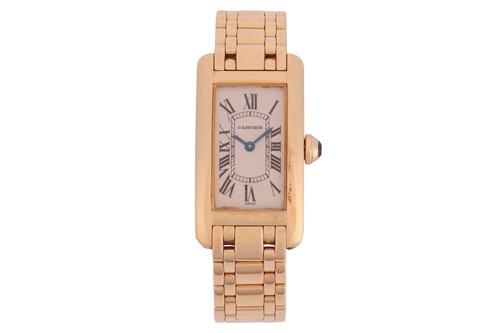 Lot 201 - Cartier – An ‘18K’ Tank Americaine Wristwatch...