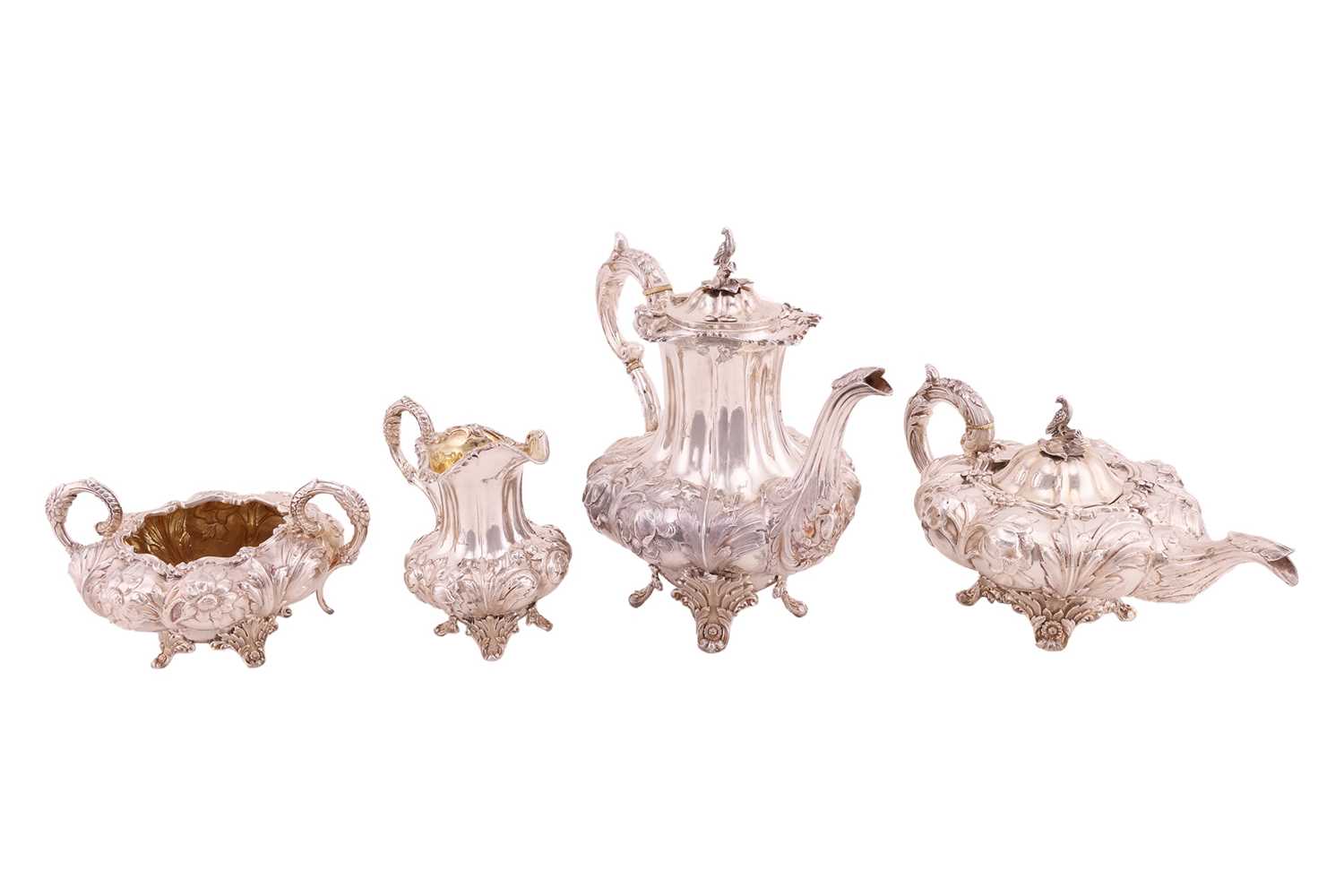 Lot 415 - A William IV four-piece silver tea service of...