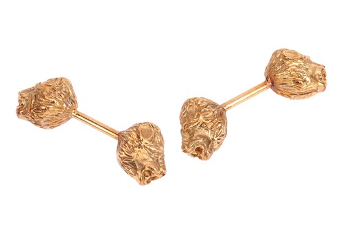Lot 60 - Lalaounis - a pair of lion head cufflinks, of...
