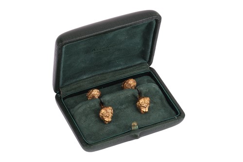 Lot 60 - Lalaounis - a pair of lion head cufflinks, of...