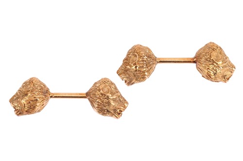 Lot 60 - Lalaounis - a pair of lion head cufflinks, of...