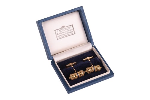 Lot 58 - A pair of Etruscan-style cufflinks, of hollow...