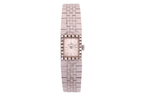 Lot 342 - Omega – An ‘18K’ Diamond-Set Dress Watch...