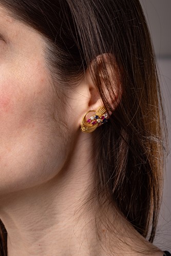 Lot 50 - Kutchinsky - A pair of gem-set clip-on...