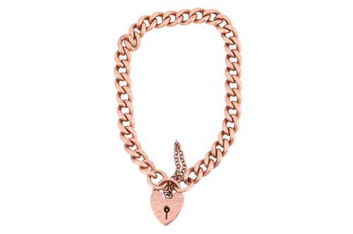 Lot 146 - A 9ct rose gold curb link bracelet with...