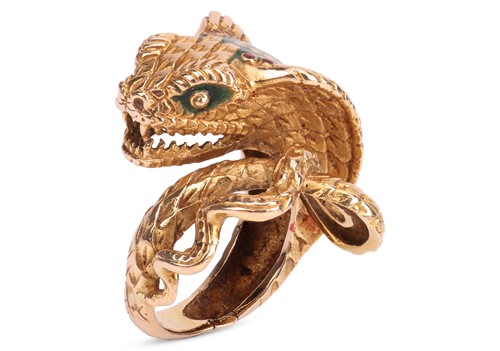 Lot 223 - A cobra cocktail ring, sculpted as a...