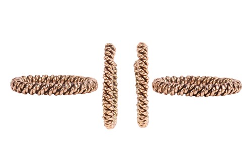 Lot 148 - A pair of hoop earrings and matching rings;...