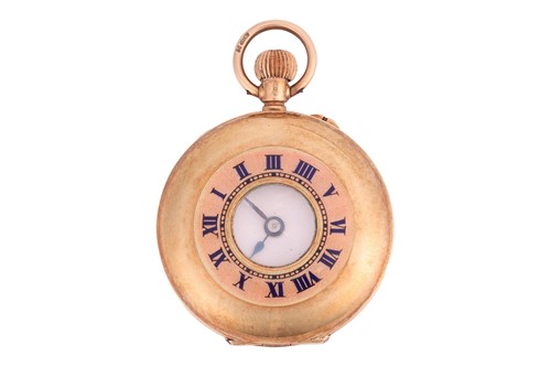 Lot 390 - A 12ct Yellow Gold Half-Hunter Pocket Watch...