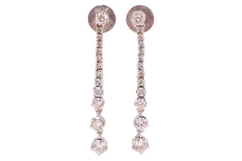 Lot 128 - A pair of diamond-set drop earrings, of...