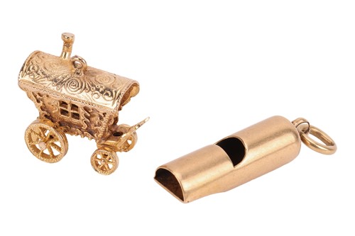 Lot 121 - Two charms; to inclulde a whistle on a...