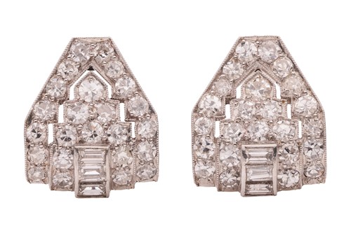 Lot 40 - A pair of Art Deco diamond-set ear clips, of...