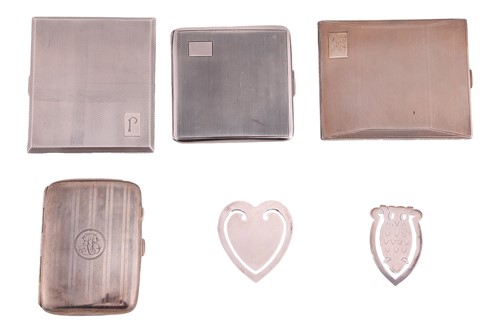 Lot 71 - A 1930s engine-turned rectangular silver...