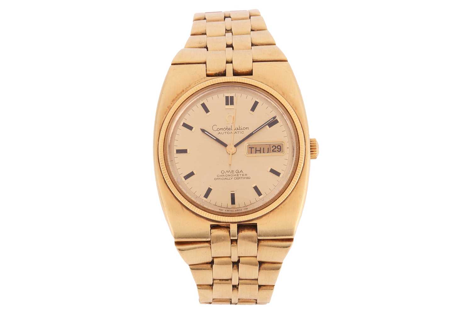 Lot 203 - Omega – An ‘18K’ Gold Automatic Constellation...