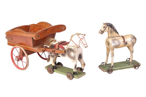 Lot 5 - A Leeway wooden horse-drawn farm cart, early...