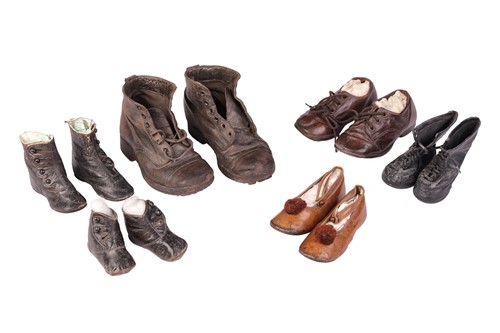 Lot 19 - A pair of late Victorian child's boots, brown...