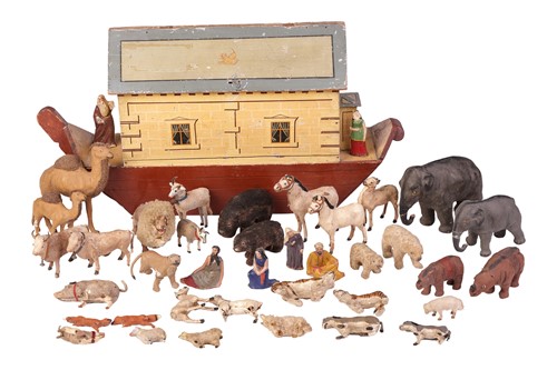 Lot 2 - A late 19th century German wooden Noah's Ark,...