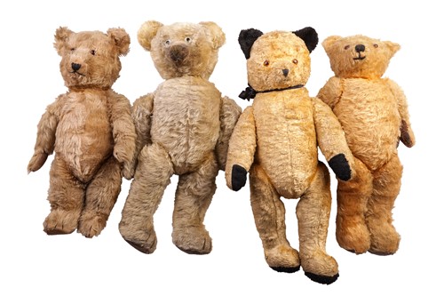 Lot 9 - Four assorted large mohair teddy bears, each...