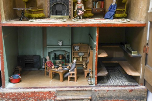 Lot 1 - A large German pine dolls house, late 19th...