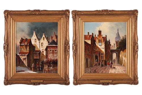 Lot 45 - J. Van Der Lay (Dutch, 19/20th century) Street...