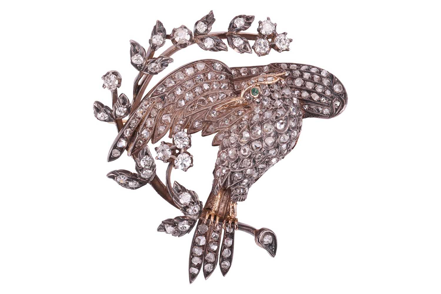 Lot 18 - A 19th-century diamond-set bird brooch,...