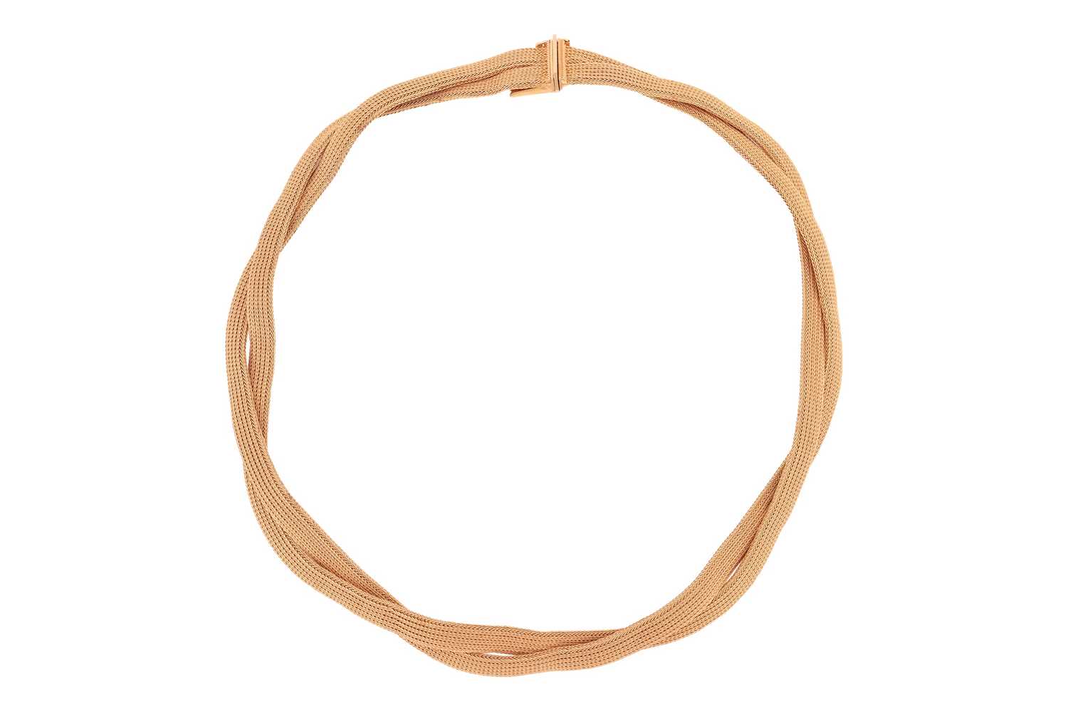 Lot 81 - A mesh link necklace, of loosely twisted...