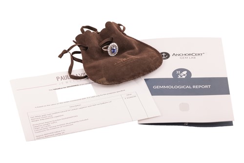 Lot 100 - An unheated Ceylon sapphire and diamond...