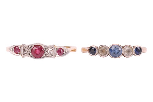 Lot 20 - Two Rings; The first a ruby and single-cut...