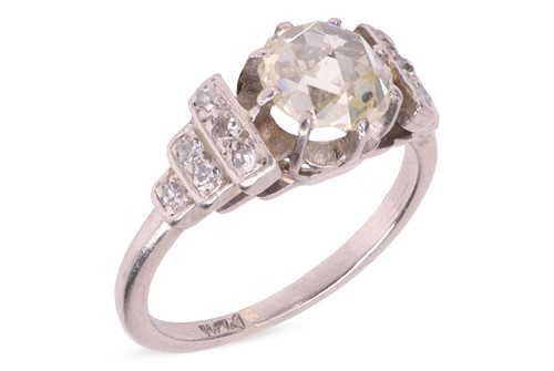 Lot 37 - A rose-cut diamond solitaire ring, featuring a...