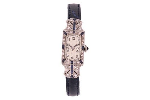 Lot 193 - A diamond and sapphire-set cocktail watch,...