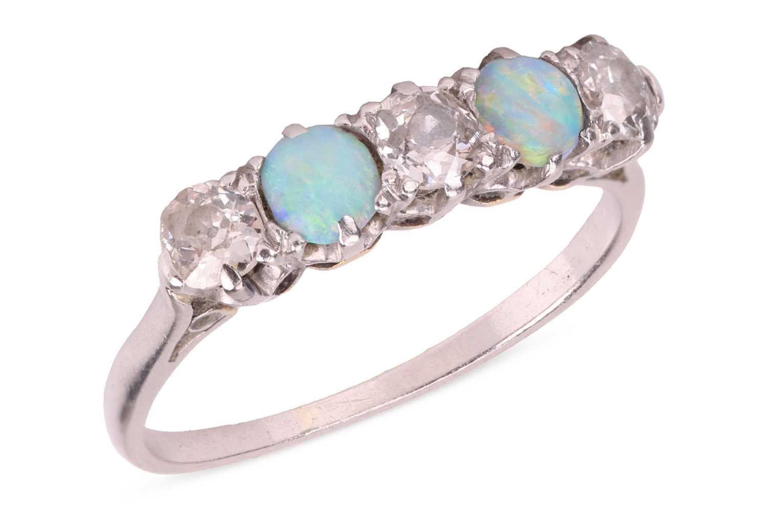 Lot 35 - An early 20th century opal and diamond-set...
