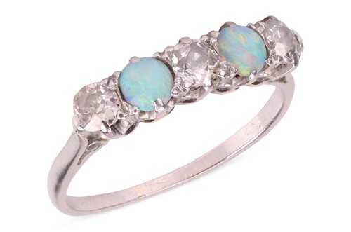 Lot 35 - An early 20th century opal and diamond-set...