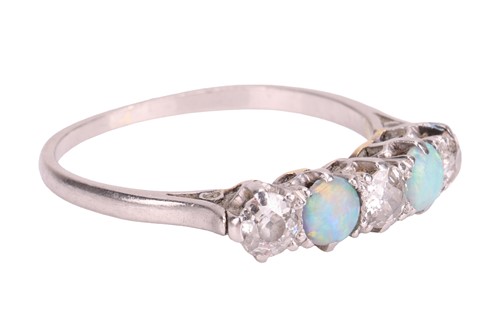 Lot 35 - An early 20th century opal and diamond-set...