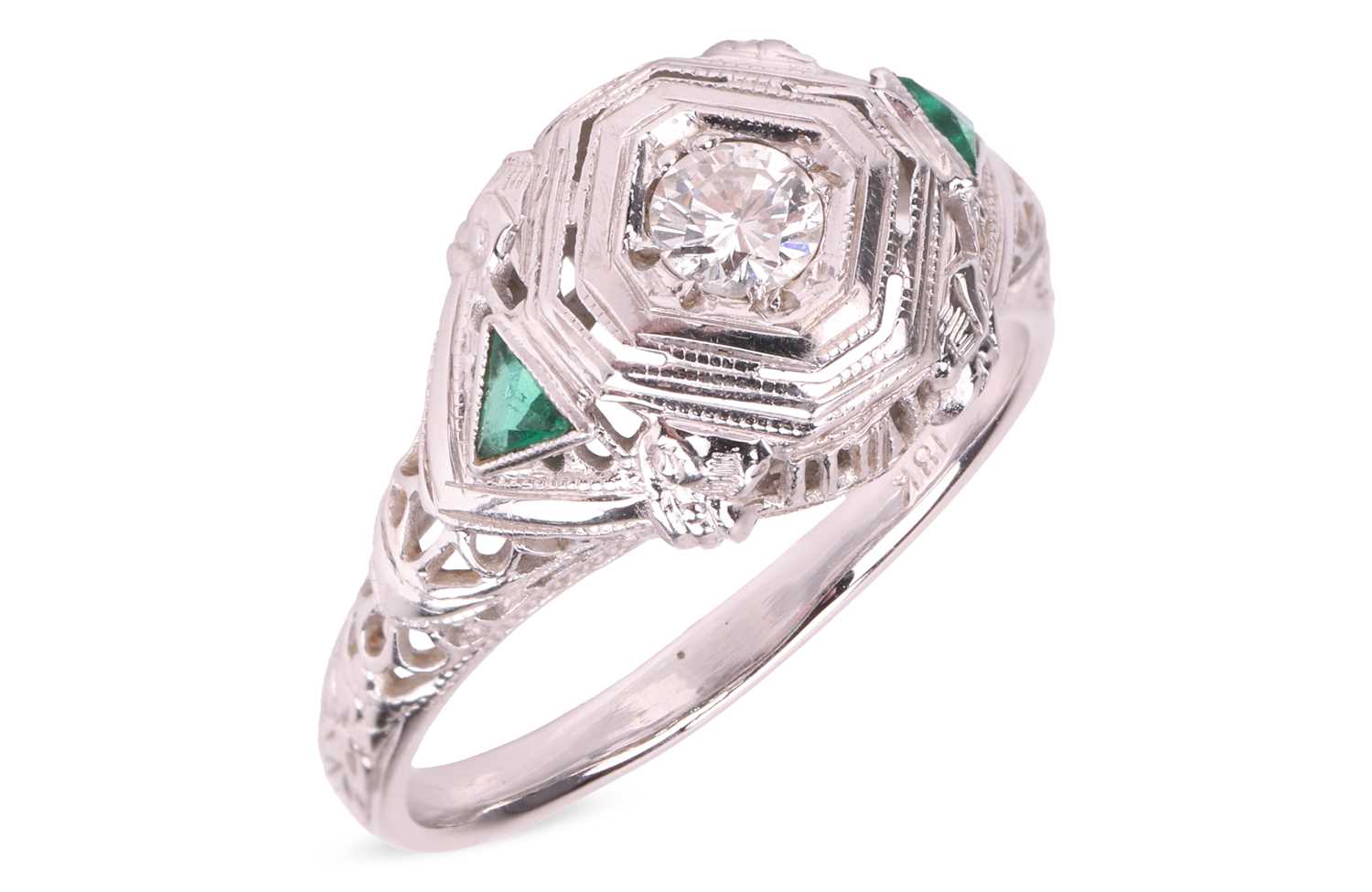 Lot 42 - An Art Deco-style ring, centrally-set with a...