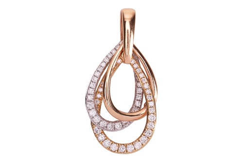 Lot 132 - A diamond-set teardrop-shaped pendant,...