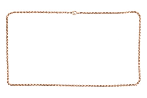 Lot 76 - A 9ct yellow gold chain, the wheatsheaf link...