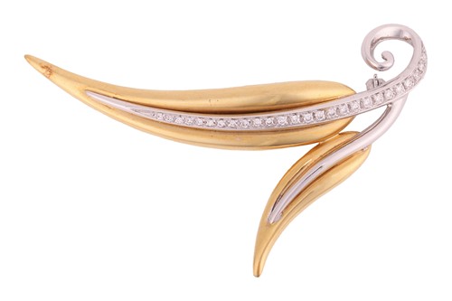 Lot 141 - Mappin & Webb - A diamond-set foliate brooch,...