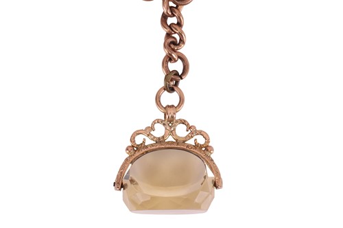 Lot 23 - A 9ct gold watch chain, composed of flat curb...