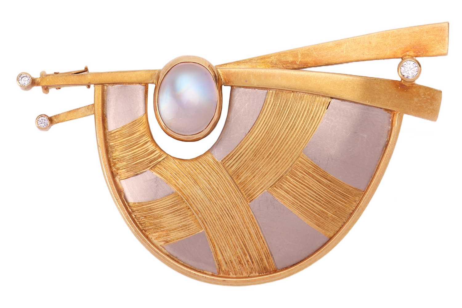 Lot 143 - Graham Stewart - A gem-set abstract brooch,...