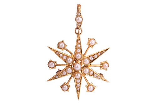 Lot 8 - A Victorian pearl-set star brooch-cum-pendant,...