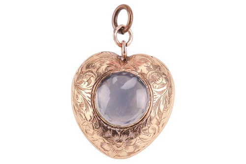 Lot 1 - A heart pendant, centrally bezel-set with a...