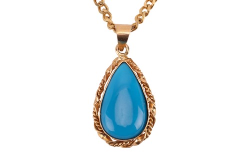 Lot 123 - A turquoise pendant on chain, comprising a...