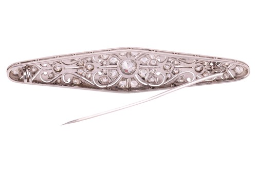 Lot 39 - An early 20th century diamond-set bar brooch,...