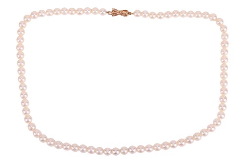 Lot A cultured Akoya pearl necklace, featuring...
