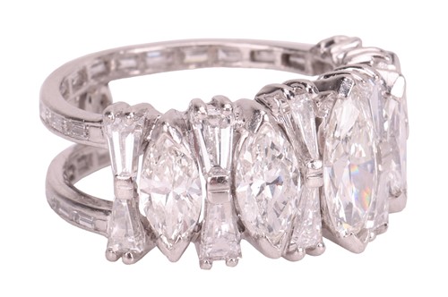 Lot 168 - A diamond-set half-hoop dress ring, composed...
